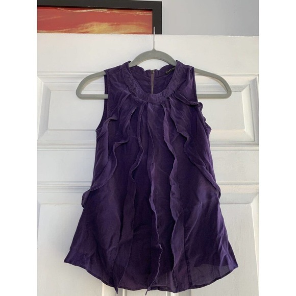 Pure Sugar Zip Front Tank Top w/ w/ silk ruffles Purple Size Small - Picture 3 of 6